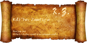 Kóhn Zamfira névjegykártya